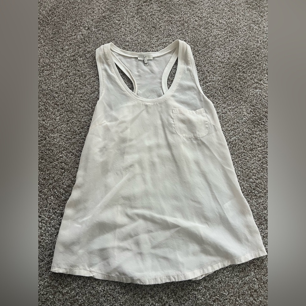 White Racerback Silk Pocket Tank Top - Women